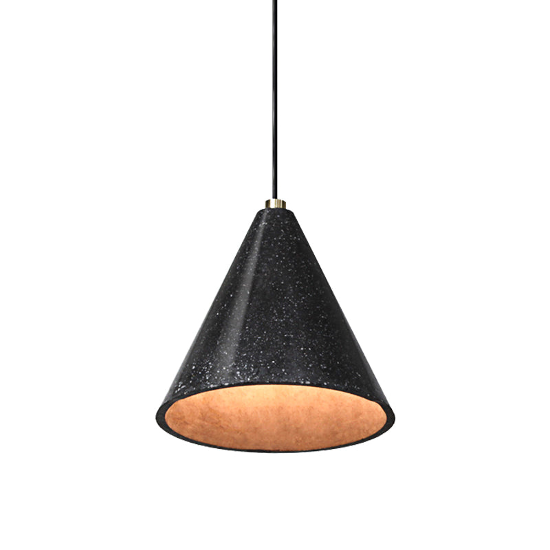 Industrial Tapered Shade Hanging Lamp - 1 Light Indoor Pendant Light with Terrazzo Design in Black