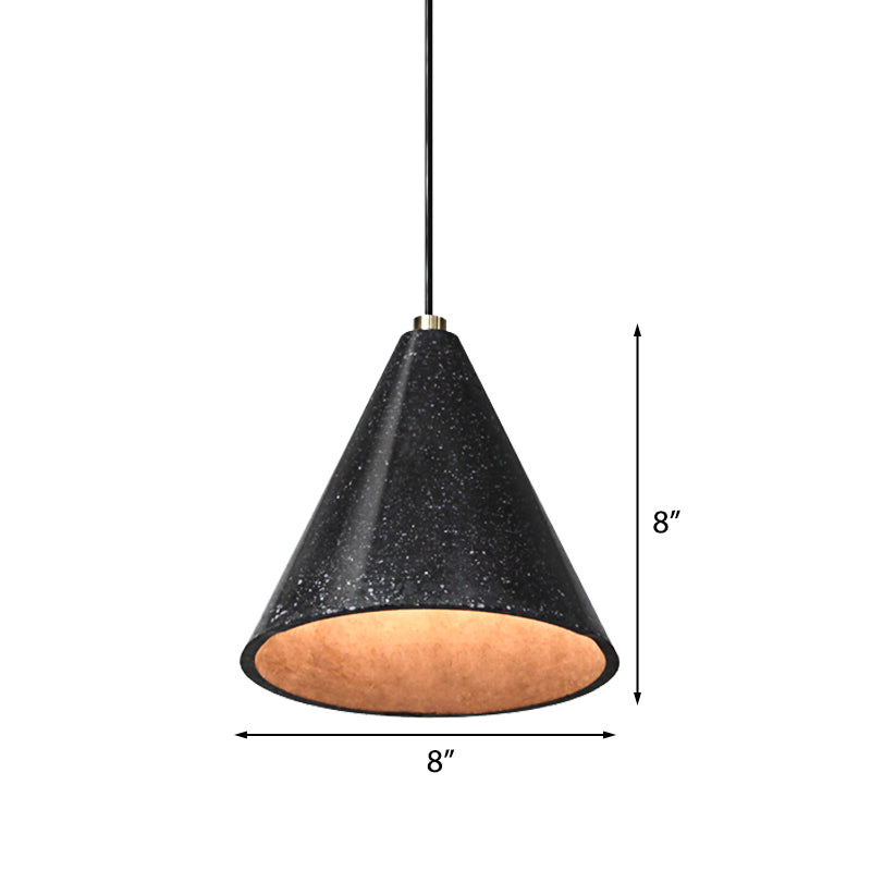 Industrial Tapered Shade Hanging Lamp - 1 Light Indoor Pendant Light with Terrazzo Design in Black