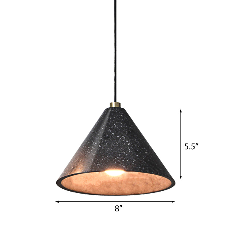 Industrial Tapered Shade Hanging Lamp - 1 Light Indoor Pendant Light with Terrazzo Design in Black