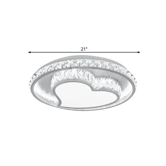 Contemporary LED White Ceiling Mount Fixture with Butterfly/Loving Heart Clear Crystal Blocks