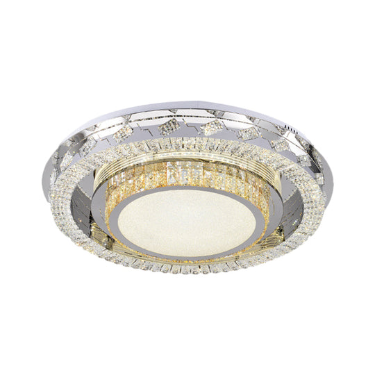 LED Stainless-Steel Flush Mount Crystal Block Ceiling Light Fixture