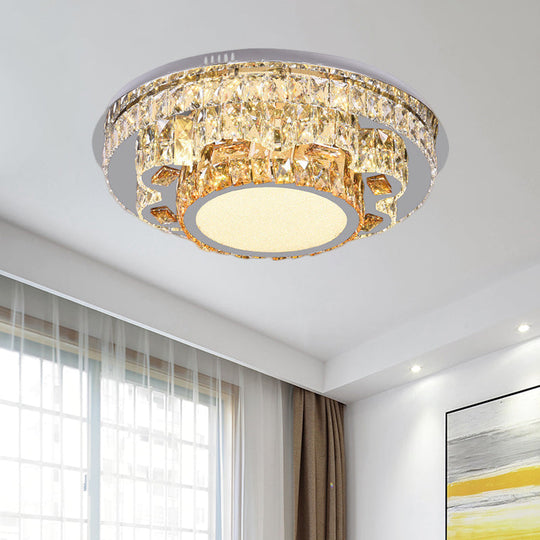 Modern LED Ceiling Lamp: Stainless-Steel Flushmount with Elegant Crystal Design