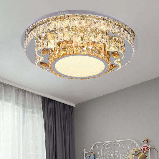 Modern LED Ceiling Lamp: Stainless-Steel Flushmount with Elegant Crystal Design