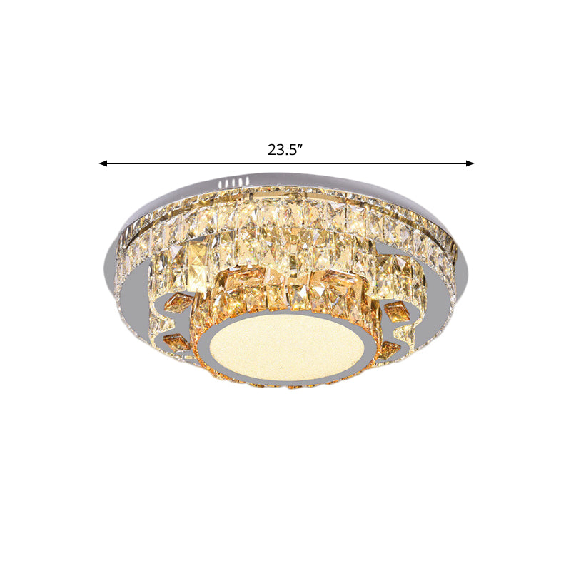 Modern LED Ceiling Lamp: Stainless-Steel Flushmount with Elegant Crystal Design