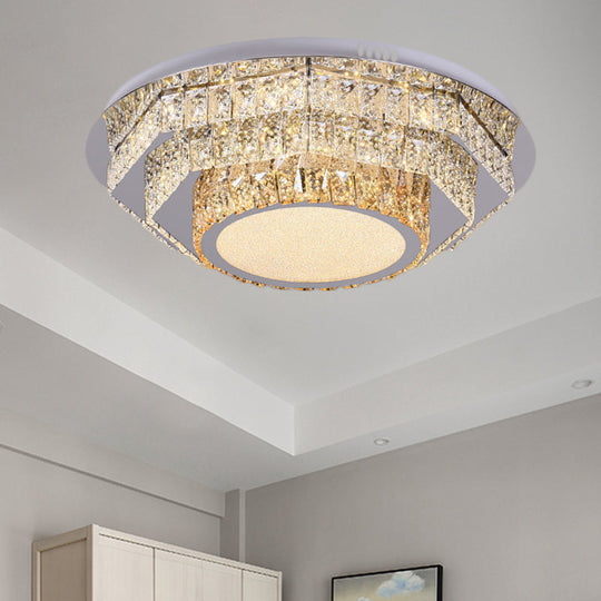 Modern LED Ceiling Lamp: Stainless-Steel Flushmount with Elegant Crystal Design