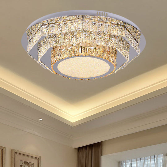 Modern LED Ceiling Lamp: Stainless-Steel Flushmount with Elegant Crystal Design