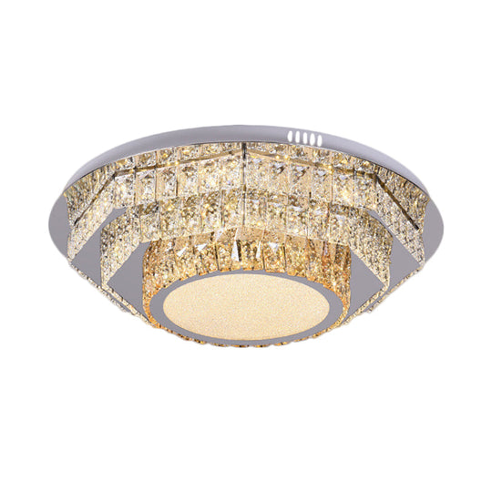 Modern LED Ceiling Lamp: Stainless-Steel Flushmount with Elegant Crystal Design