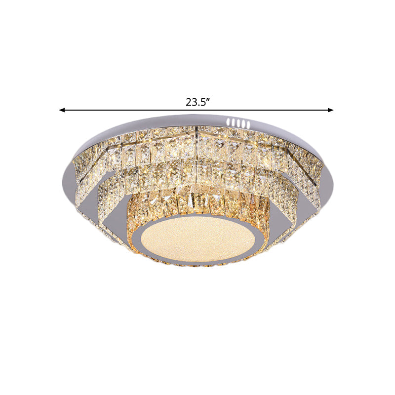 Modern LED Ceiling Lamp: Stainless-Steel Flushmount with Elegant Crystal Design