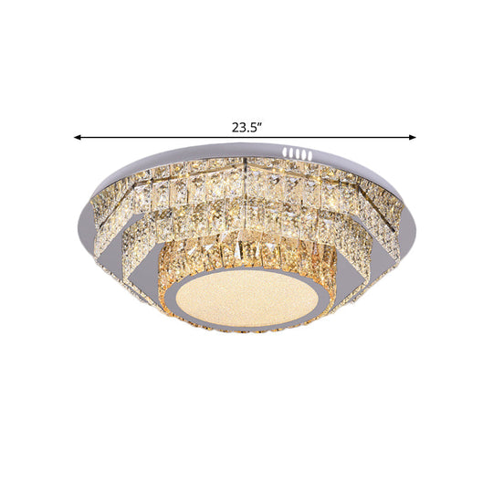 Modern Led Ceiling Lamp: Stainless-Steel Flushmount With Elegant Crystal Design