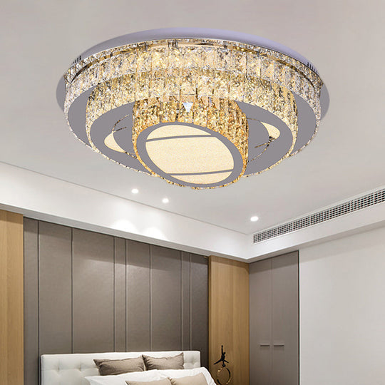 Modern LED Ceiling Lamp: Stainless-Steel Flushmount with Elegant Crystal Design