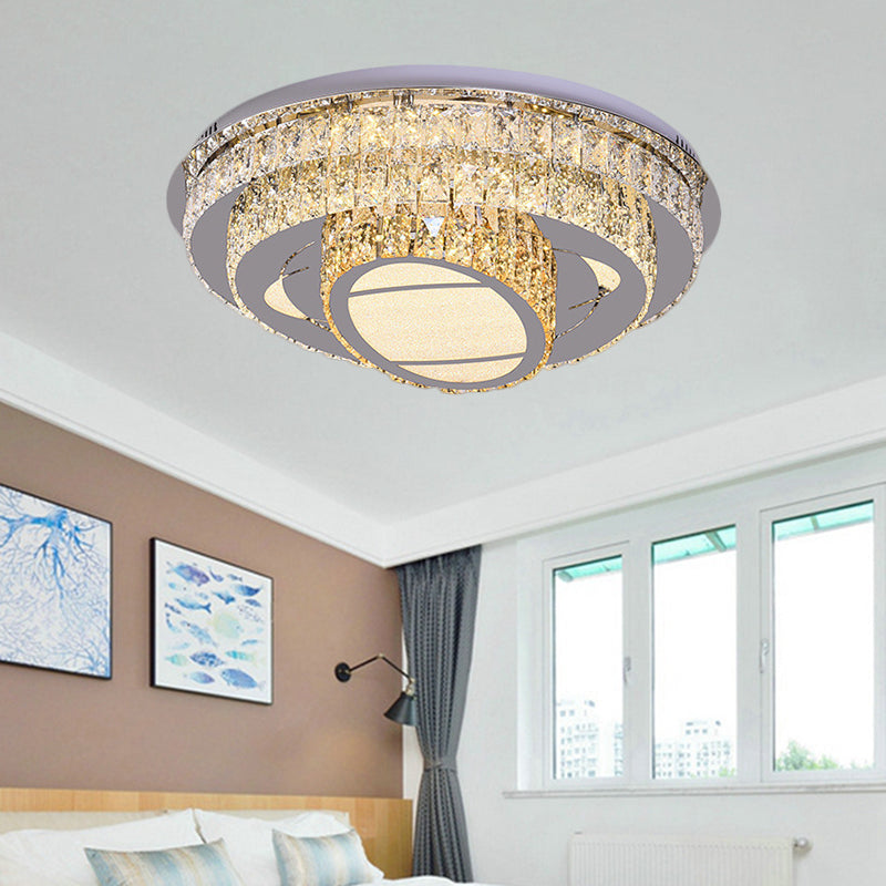 Modern LED Ceiling Lamp: Stainless-Steel Flushmount with Elegant Crystal Design