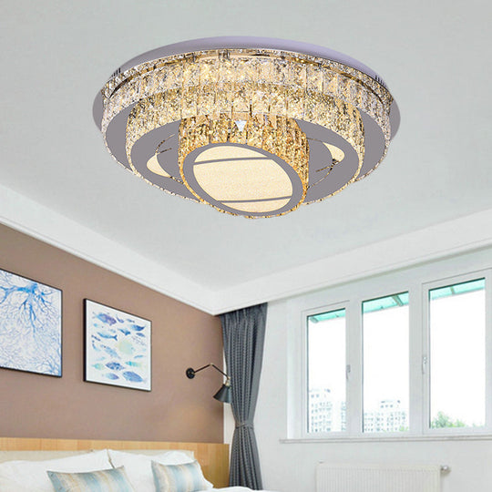 Modern Led Ceiling Lamp: Stainless-Steel Flushmount With Elegant Crystal Design