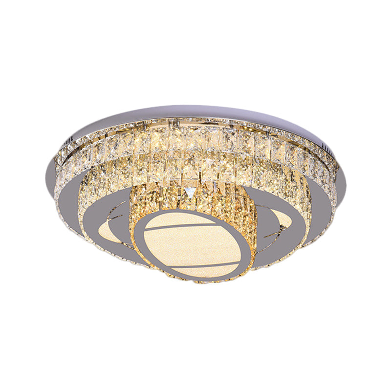 Modern LED Ceiling Lamp: Stainless-Steel Flushmount with Elegant Crystal Design