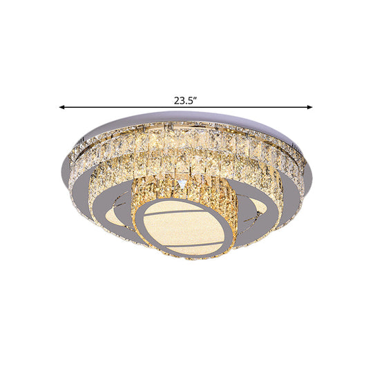 Modern LED Ceiling Lamp: Stainless-Steel Flushmount with Elegant Crystal Design