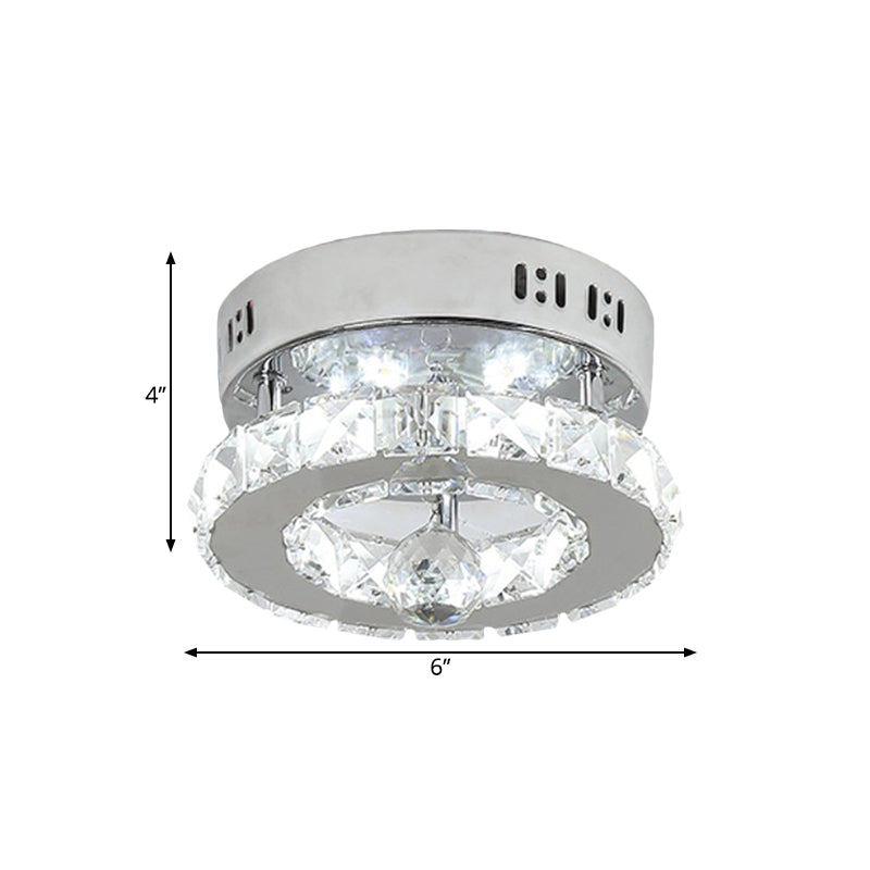 Modern Stainless-Steel Semi Flush LED Lighting Fixture with White/Warm Light and Clear Beveled Crystals