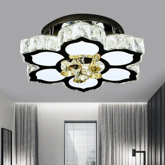 Modern LED Peach Flower Ceiling Lamp with Clear Crystal Blocks