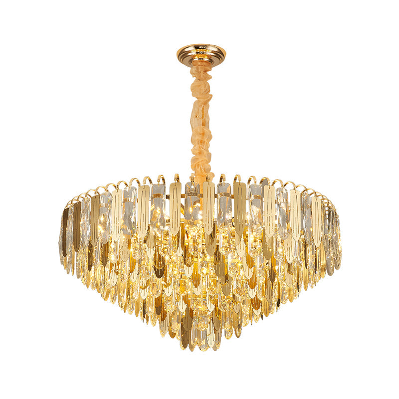 Clear Crystal Draped Gold Chandelier With 6 Tapered Lights For Modern Bedrooms