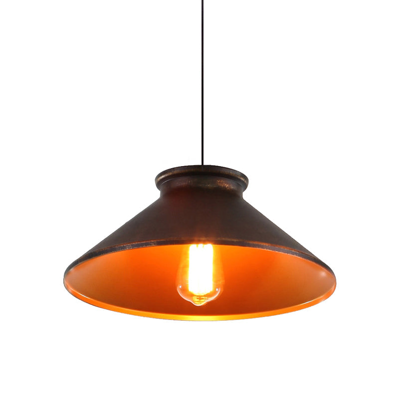 Vintage Style Pendant Light With Metallic Tapered Shade - 1 Bulb Suspension For Dining Room In