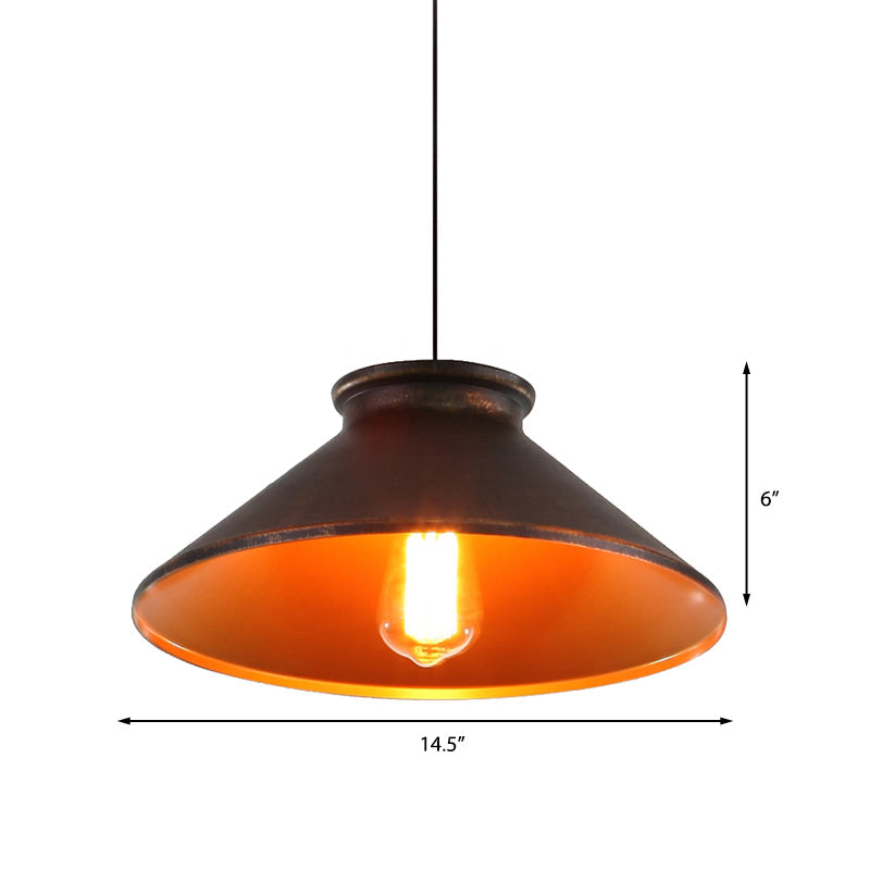 Vintage Style Pendant Light With Metallic Tapered Shade - 1 Bulb Suspension For Dining Room In