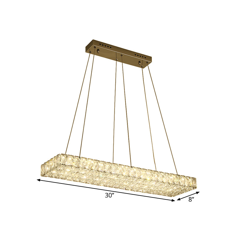 Modern Led Crystal Island Chandelier - Rectangular Pendant For Dining Room Décor