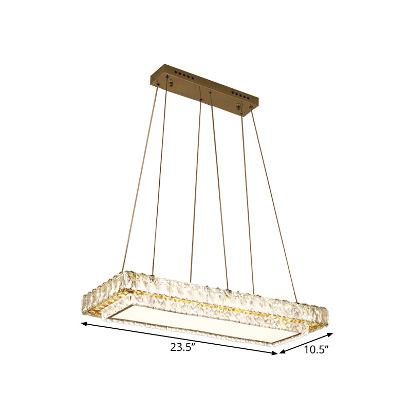 Modern Led Suspension Light: Clear Crystal Rectangle Blocks For Dinning Room & Kitchen Island