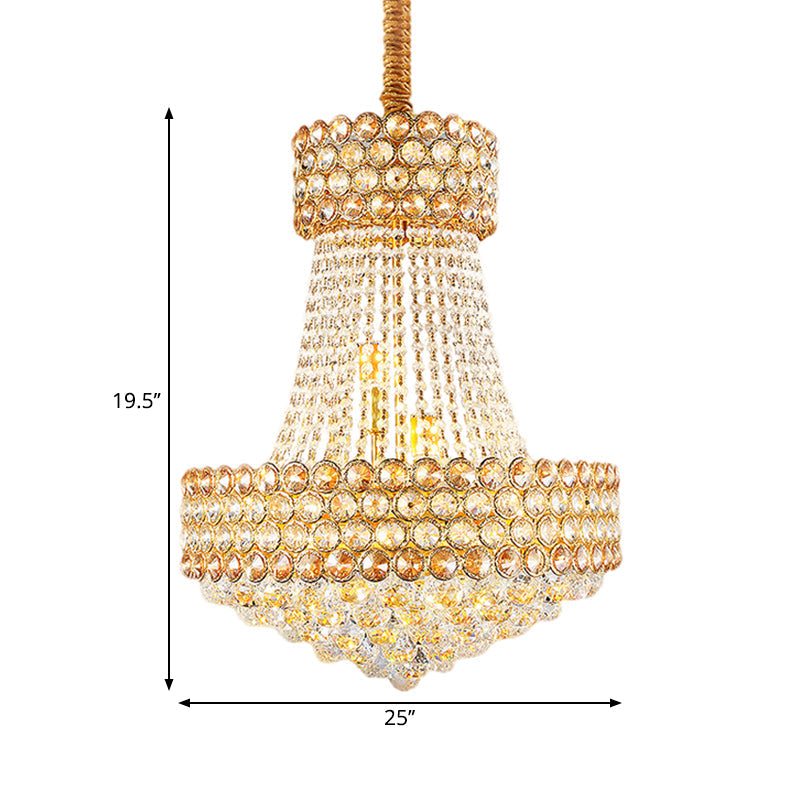 Modern Gold Chandelier with Beveled Glass Crystal Shades - 5/8-Light Sitting Room Focus