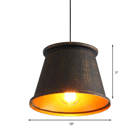 Vintage Style Pendant Light With Metallic Tapered Shade - 1 Bulb Suspension For Dining Room In