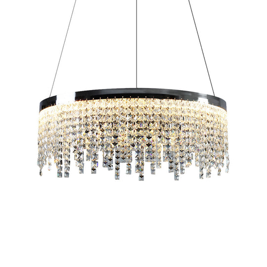 16/19.5 Modern Chrome Round Down Lamp Ceiling Chandelier With Beveled Crystal And Led In Warm/White