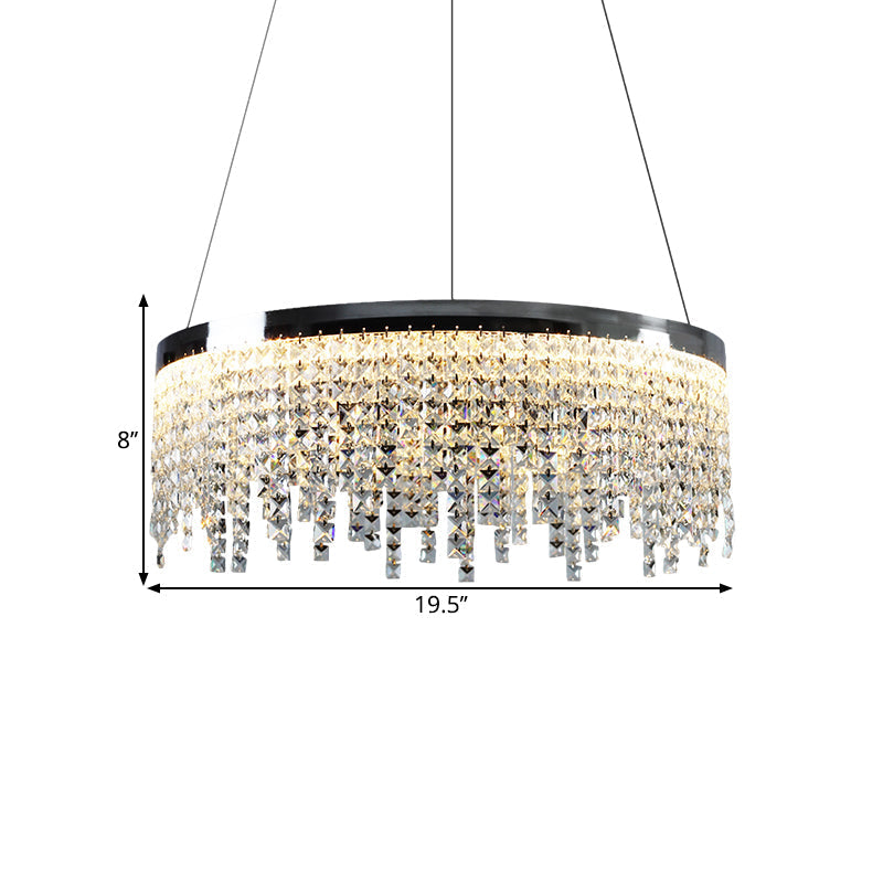 16"/19.5" Wide Chrome Round LED Crystal Ceiling Chandelier in Modern Style - Warm/White Light