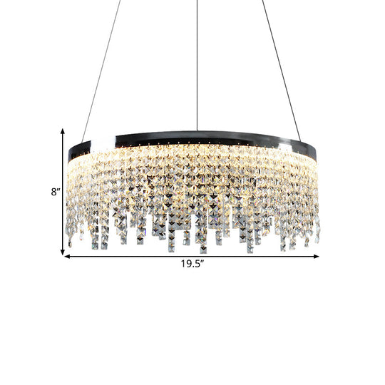 16"/19.5" Wide Chrome Round LED Crystal Ceiling Chandelier in Modern Style - Warm/White Light