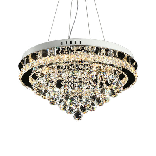 Modern LED Crystal Cone Chandelier – Chrome Downlight Pendant for Sitting Room