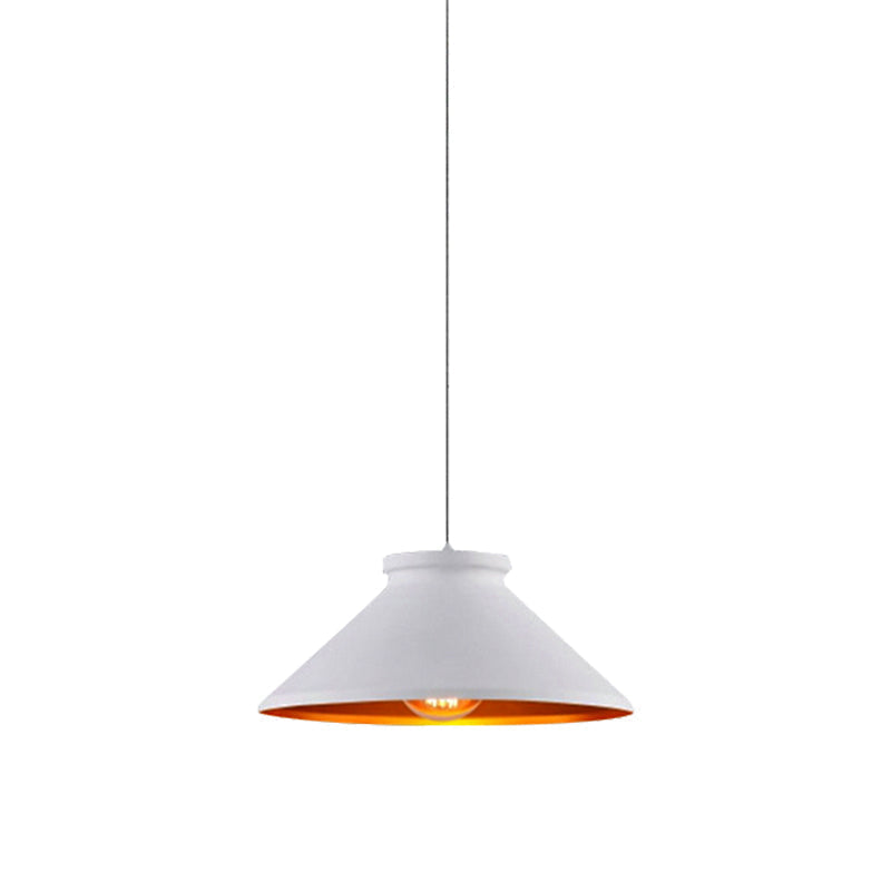 Vintage Style Pendant Light With Metallic Tapered Shade - 1 Bulb Suspension For Dining Room In