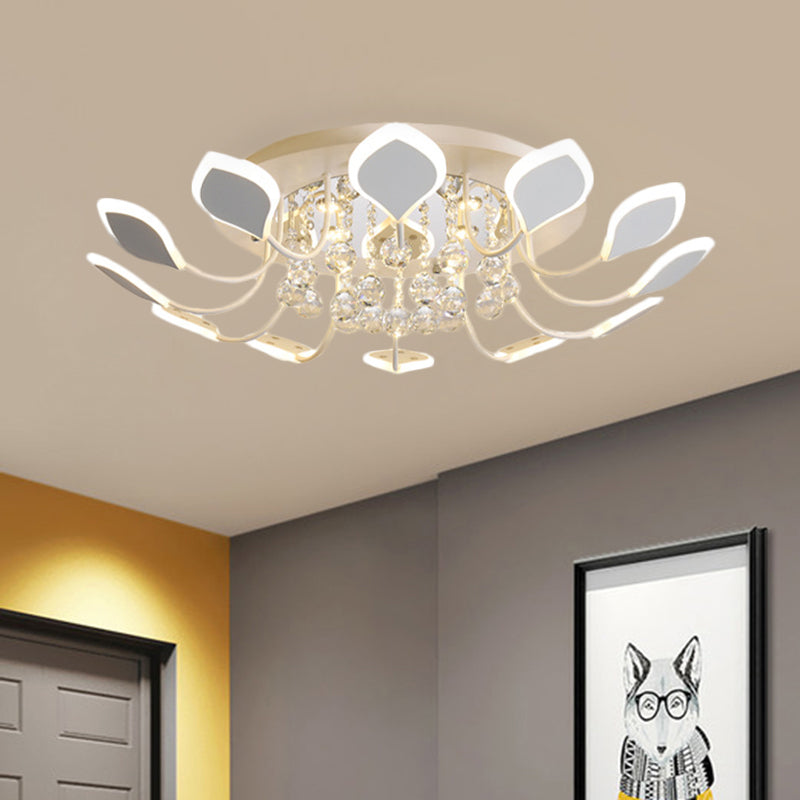 Modern Black/White Crystal Ceiling Light with Raindrop Shade – 10/12 Heads Parlor Flush Mount Lamp, Warm/White Lighting