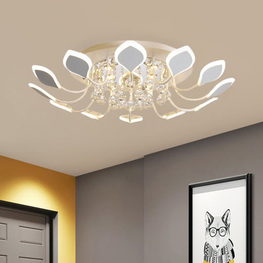 Modern Black/White Crystal Ceiling Light with Raindrop Shade – 10/12 Heads Parlor Flush Mount Lamp, Warm/White Lighting