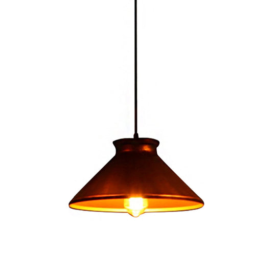 Vintage Style Pendant Light With Metallic Tapered Shade - 1 Bulb Suspension For Dining Room In