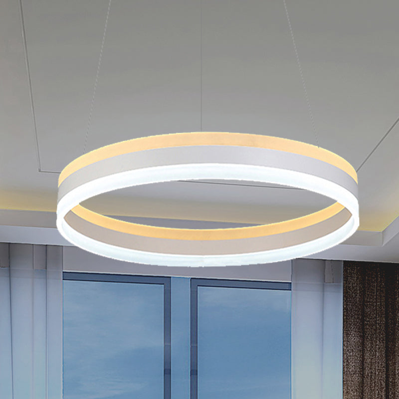 Modern Silver Circular Led Chandelier Pendant Light Fixture | 1/2/3-Light Acrylic Ceiling Lighting 1