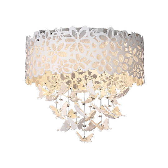 Contemporary White LED Indoor Flush Mount Ceiling Light with Butterfly Shade - 4/8-Light, 18"/23.5"/12.5" Wide