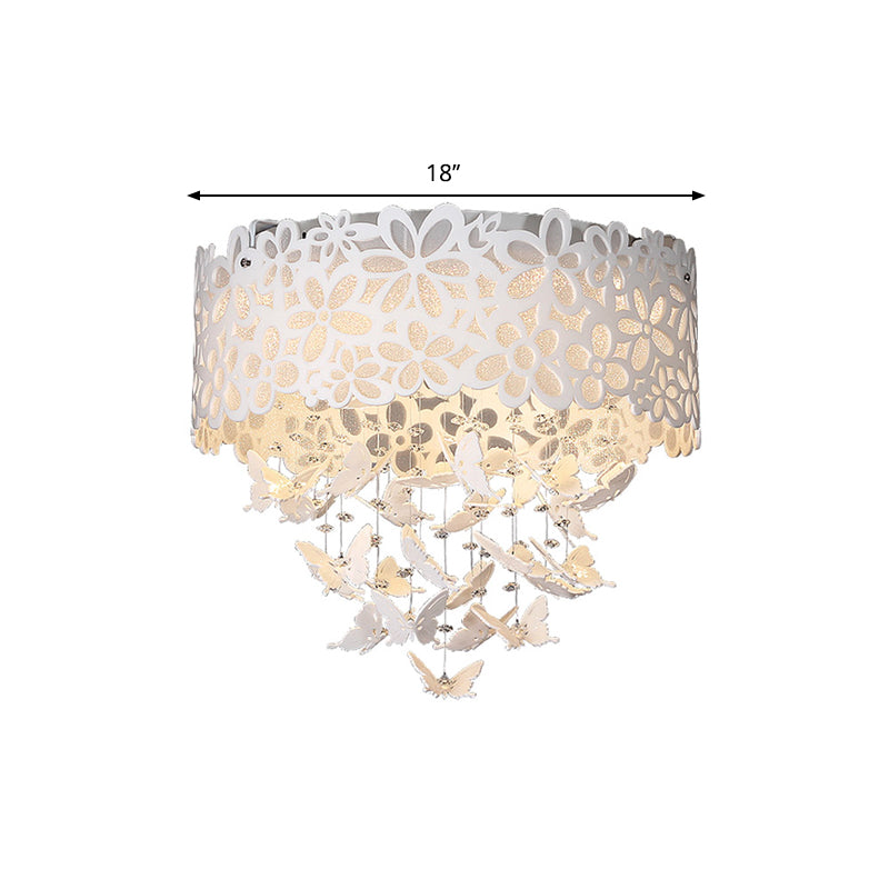 Contemporary White LED Indoor Flush Mount Ceiling Light with Butterfly Shade - 4/8-Light, 18"/23.5"/12.5" Wide