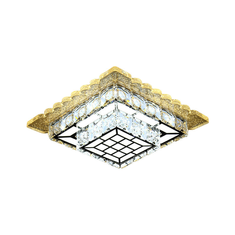 Modern Round/Square Crystal LED Chrome Flush Mount Ceiling Light Fixture for Balcony