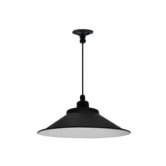 Industrial Cone-Shaded Hanging Pendant Light - Black, 12"/14" Diameter