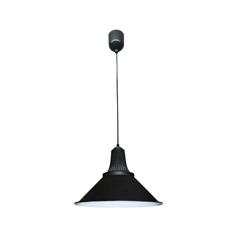 12"/14" Retro Style Extendable Cone Shade Metal Pendant Light, 1-Head Indoor Ceiling Hanging Light in Black