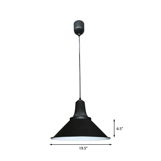 12"/14" Retro Style Extendable Cone Shade Metal Pendant Light, 1-Head Indoor Ceiling Hanging Light in Black