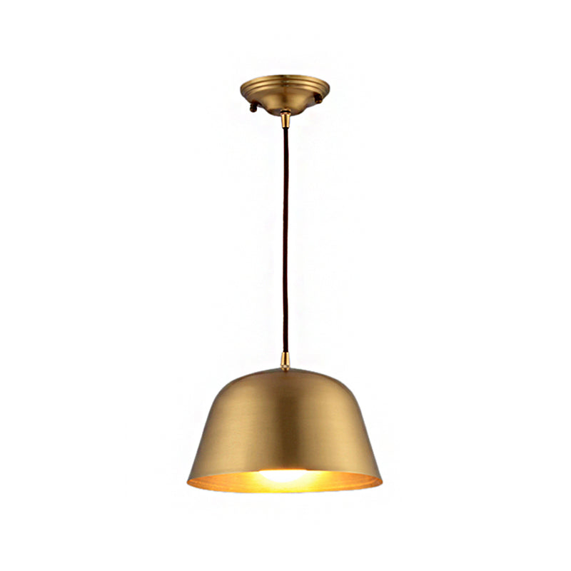 Industrial Style Hanging Light with Metallic Brass Finish - Cone/Dome Shade Ceiling Fixture for Foyer