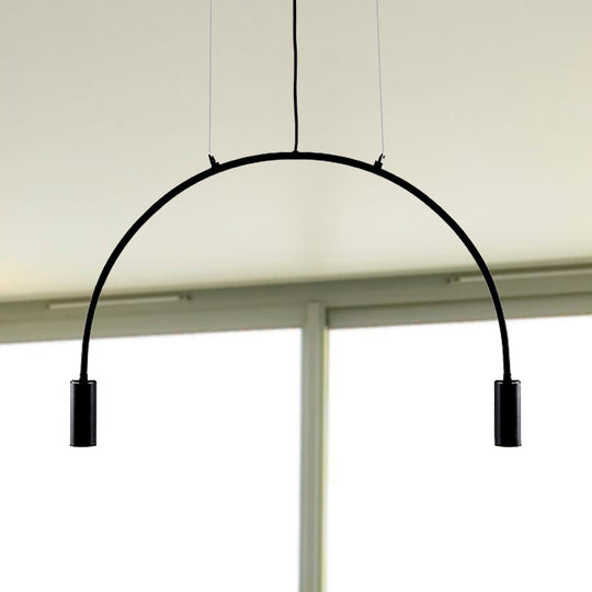 Arched Pendant Lighting With Led For Bar - Contemporary Black Metal 2/3/5 Lights 2 /