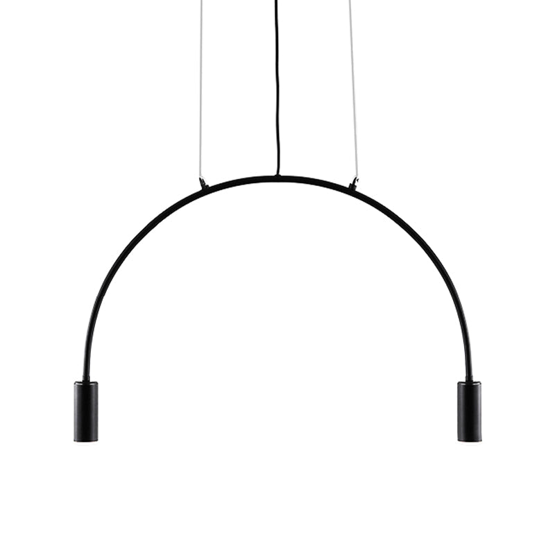 Arched Pendant Lighting With Led For Bar - Contemporary Black Metal 2/3/5 Lights