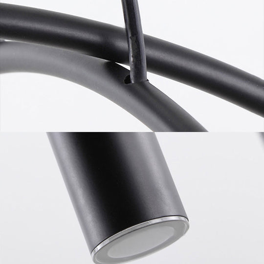 Luminaire suspendu en arc avec LED pour bar - Métal noir contemporain, 2/3/5 lumières