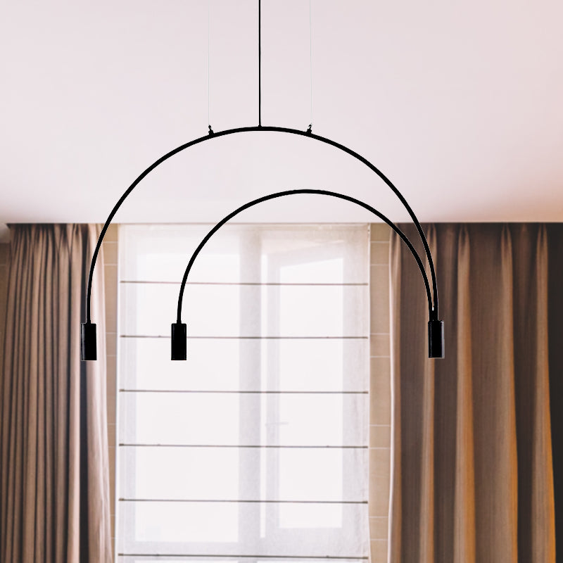 Arched Pendant Lighting With Led For Bar - Contemporary Black Metal 2/3/5 Lights 3 /