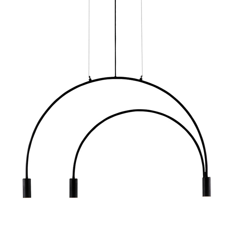 Arched Pendant Lighting with LED for Bar - Contemporary Black Metal, 2/3/5 Lights