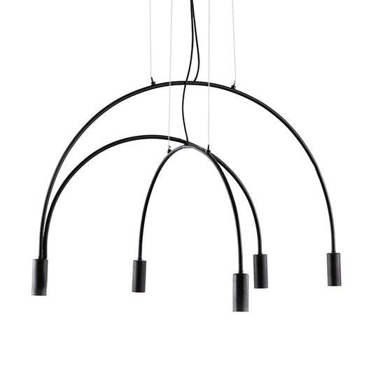 Arched Pendant Lighting With Led For Bar - Contemporary Black Metal 2/3/5 Lights