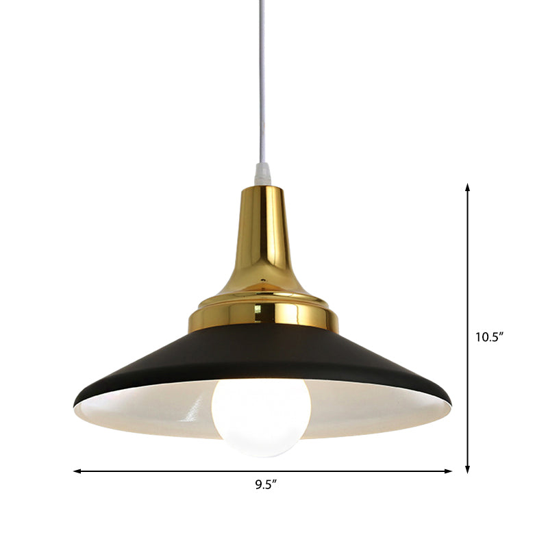 Industrial Conic Shade Pendant Light for Chic Bedroom Decor - Black Metal Suspended Fixture